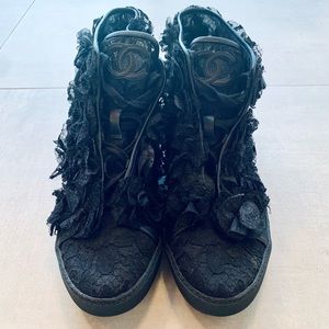 Chanel Lace Floral Camelia Sneakers - 39.5 UK / 9.5 US